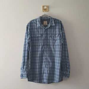 Red Head Button Up Long Sleeved Shirt Men's XLT Blue Plaid Work Office Casual